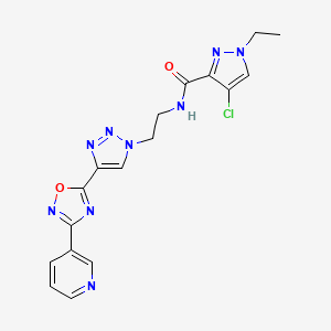 4-chloro-1-ethyl-N-(2-(4-(3-(pyridin-3-yl)-1,2,4-oxadiazol-5-yl)-1H-1,2,3-triazol-1-yl)ethyl)-1H-pyrazole-3-carboxamide
