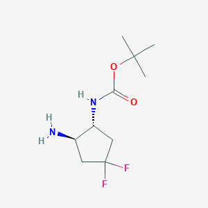 molecular formula C10H18F2N2O2 B2753419 rac-tert-butylN-[(1R,2R)-2-amino-4,4-difluorocyclopentyl]carbamate CAS No. 2402789-21-1