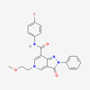 molecular formula C22H19FN4O3 B2753471 N-(4-fluorophenyl)-5-(2-methoxyethyl)-3-oxo-2-phenyl-2H,3H,5H-pyrazolo[4,3-c]pyridine-7-carboxamide CAS No. 923682-95-5
