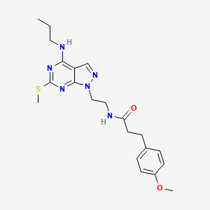 molecular formula C21H28N6O2S B2753472 3-(4-methoxyphenyl)-N-(2-(6-(methylthio)-4-(propylamino)-1H-pyrazolo[3,4-d]pyrimidin-1-yl)ethyl)propanamide CAS No. 946210-46-4