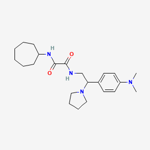 molecular formula C23H36N4O2 B2753555 N'-cycloheptyl-N-{2-[4-(dimethylamino)phenyl]-2-(pyrrolidin-1-yl)ethyl}ethanediamide CAS No. 941975-92-4