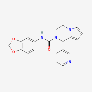 molecular formula C20H18N4O3 B2753566 N-(benzo[d][1,3]dioxol-5-yl)-1-(pyridin-3-yl)-3,4-dihydropyrrolo[1,2-a]pyrazine-2(1H)-carboxamide CAS No. 899961-29-6