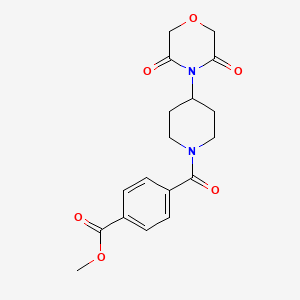molecular formula C18H20N2O6 B2753584 methyl 4-[4-(3,5-dioxomorpholin-4-yl)piperidine-1-carbonyl]benzoate CAS No. 2034367-23-0