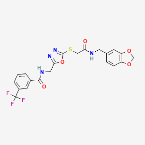N-((5-((2-((benzo[d][1,3]dioxol-5-ylmethyl)amino)-2-oxoethyl)thio)-1,3,4-oxadiazol-2-yl)methyl)-3-(trifluoromethyl)benzamide