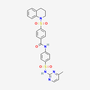 molecular formula C27H25N5O5S2 B2753604 N-{4-[(4-methylpyrimidin-2-yl)sulfamoyl]phenyl}-4-(1,2,3,4-tetrahydroquinoline-1-sulfonyl)benzamide CAS No. 457651-75-1