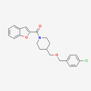 molecular formula C22H22ClNO3 B2753615 Benzofuran-2-yl(4-(((4-chlorobenzyl)oxy)methyl)piperidin-1-yl)methanone CAS No. 1396750-66-5