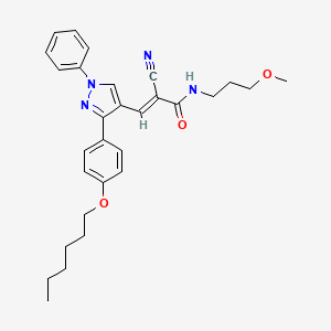 (E)-2-cyano-3-[3-(4-hexoxyphenyl)-1-phenylpyrazol-4-yl]-N-(3-methoxypropyl)prop-2-enamide