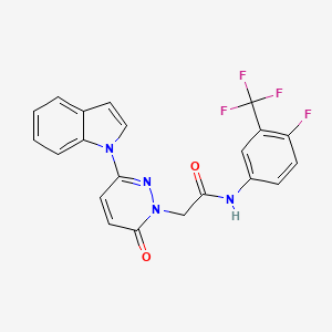 molecular formula C21H14F4N4O2 B2753648 N-[4-fluoro-3-(trifluoromethyl)phenyl]-2-[3-(1H-indol-1-yl)-6-oxo-1,6-dihydropyridazin-1-yl]acetamide CAS No. 1797212-24-8