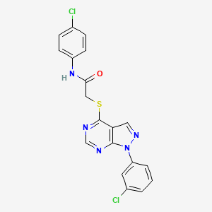 molecular formula C19H13Cl2N5OS B2753655 N-(4-chlorophenyl)-2-((1-(3-chlorophenyl)-1H-pyrazolo[3,4-d]pyrimidin-4-yl)thio)acetamide CAS No. 893923-07-4