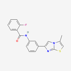 molecular formula C19H14FN3OS B2753657 2-fluoro-N-[3-(3-methylimidazo[2,1-b][1,3]thiazol-6-yl)phenyl]benzamide CAS No. 893980-70-6