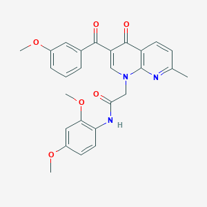 molecular formula C27H25N3O6 B2753660 N-(2,4-dimethoxyphenyl)-2-[3-(3-methoxybenzoyl)-7-methyl-4-oxo-1,4-dihydro-1,8-naphthyridin-1-yl]acetamide CAS No. 894889-45-3