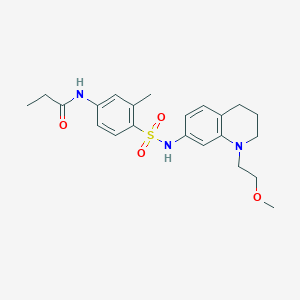 molecular formula C22H29N3O4S B2753683 N-(4-(N-(1-(2-methoxyethyl)-1,2,3,4-tetrahydroquinolin-7-yl)sulfamoyl)-3-methylphenyl)propionamide CAS No. 1171230-34-4