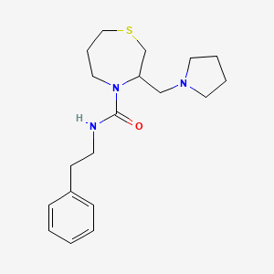 molecular formula C19H29N3OS B2753698 N-phenethyl-3-(pyrrolidin-1-ylmethyl)-1,4-thiazepane-4-carboxamide CAS No. 1421504-50-8