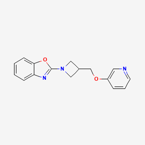 molecular formula C16H15N3O2 B2753703 2-{3-[(Pyridin-3-yloxy)methyl]azetidin-1-yl}-1,3-benzoxazole CAS No. 2380035-07-2