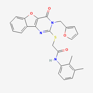 molecular formula C25H21N3O4S B2753725 N-(2,3-dimethylphenyl)-2-({5-[(furan-2-yl)methyl]-6-oxo-8-oxa-3,5-diazatricyclo[7.4.0.0^{2,7}]trideca-1(9),2(7),3,10,12-pentaen-4-yl}sulfanyl)acetamide CAS No. 902904-29-4