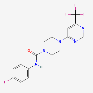 molecular formula C16H15F4N5O B2753745 N-(4-fluorophenyl)-4-[6-(trifluoromethyl)pyrimidin-4-yl]piperazine-1-carboxamide CAS No. 2034411-51-1