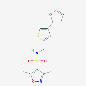 molecular formula C14H14N2O4S2 B2753756 N-{[4-(furan-2-yl)thiophen-2-yl]methyl}-3,5-dimethyl-1,2-oxazole-4-sulfonamide CAS No. 2379994-70-2