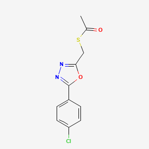 molecular formula C11H9ClN2O2S B2753758 S-((5-(4-chlorophenyl)-1,3,4-oxadiazol-2-yl)methyl) ethanethioate CAS No. 2109087-00-3
