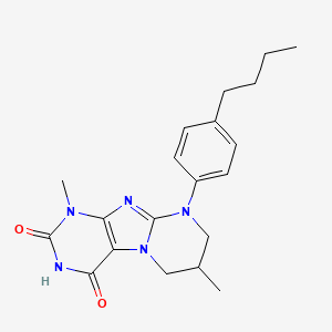 molecular formula C20H25N5O2 B2753771 9-(4-butylphenyl)-1,7-dimethyl-1H,2H,3H,4H,6H,7H,8H,9H-pyrimido[1,2-g]purine-2,4-dione CAS No. 896299-01-7