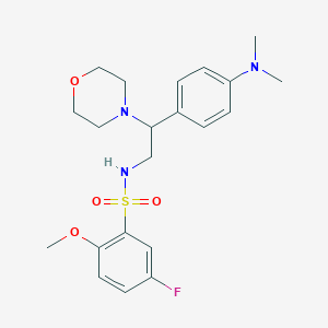 molecular formula C21H28FN3O4S B2753776 N-{2-[4-(dimethylamino)phenyl]-2-(morpholin-4-yl)ethyl}-5-fluoro-2-methoxybenzene-1-sulfonamide CAS No. 946244-53-7
