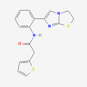 molecular formula C17H15N3OS2 B2753781 N-(2-(2,3-dihydroimidazo[2,1-b]thiazol-6-yl)phenyl)-2-(thiophen-2-yl)acetamide CAS No. 2034288-94-1