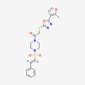 2-[[5-(2-methylfuran-3-yl)-1,3,4-oxadiazol-2-yl]sulfanyl]-1-[4-[(E)-2-phenylethenyl]sulfonylpiperazin-1-yl]ethanone