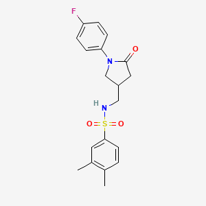 molecular formula C19H21FN2O3S B2753817 N-((1-(4-fluorophenyl)-5-oxopyrrolidin-3-yl)methyl)-3,4-dimethylbenzenesulfonamide CAS No. 954633-69-3