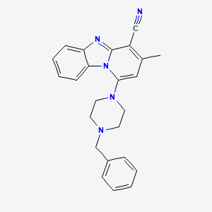 molecular formula C24H23N5 B2753837 1-(4-Benzylpiperazin-1-yl)-3-methylpyrido[1,2-a]benzimidazole-4-carbonitrile 
