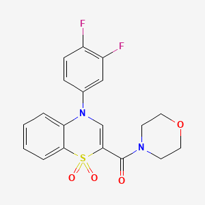 molecular formula C19H16F2N2O4S B2753866 (4-(3,4-difluorophenyl)-1,1-dioxido-4H-benzo[b][1,4]thiazin-2-yl)(morpholino)methanone CAS No. 1251615-59-4