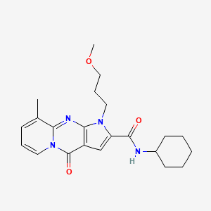 molecular formula C22H28N4O3 B2753875 N-cyclohexyl-1-(3-methoxypropyl)-9-methyl-4-oxo-1,4-dihydropyrido[1,2-a]pyrrolo[2,3-d]pyrimidine-2-carboxamide CAS No. 900896-39-1