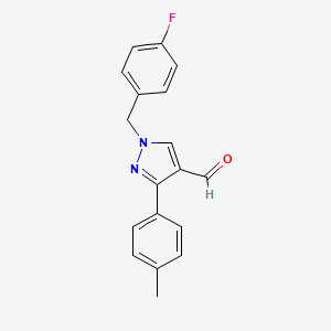 molecular formula C18H15FN2O B2753878 1-(4-Fluorobenzyl)-3-(p-tolyl)-1H-pyrazole-4-carbaldehyde CAS No. 1006453-53-7