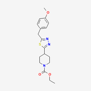 molecular formula C18H23N3O3S B2753884 Ethyl 4-(5-(4-methoxybenzyl)-1,3,4-thiadiazol-2-yl)piperidine-1-carboxylate CAS No. 1251687-73-6