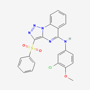 molecular formula C22H16ClN5O3S B2753889 3-(BENZENESULFONYL)-N-(3-CHLORO-4-METHOXYPHENYL)-[1,2,3]TRIAZOLO[1,5-A]QUINAZOLIN-5-AMINE CAS No. 866811-37-2