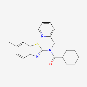molecular formula C21H23N3OS B2753899 N-(6-methylbenzo[d]thiazol-2-yl)-N-(pyridin-2-ylmethyl)cyclohexanecarboxamide CAS No. 942002-97-3