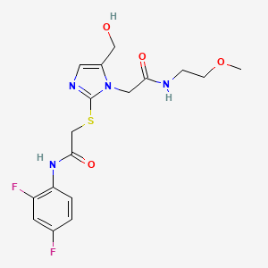 molecular formula C17H20F2N4O4S B2753903 N-(2,4-difluorophenyl)-2-((5-(hydroxymethyl)-1-(2-((2-methoxyethyl)amino)-2-oxoethyl)-1H-imidazol-2-yl)thio)acetamide CAS No. 921820-23-7