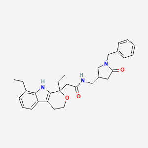 molecular formula C29H35N3O3 B2753908 N-[(1-benzyl-5-oxopyrrolidin-3-yl)methyl]-2-{1,8-diethyl-1H,3H,4H,9H-pyrano[3,4-b]indol-1-yl}acetamide CAS No. 2415602-39-8