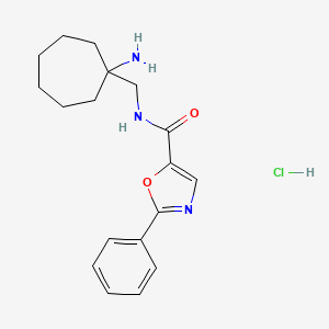 molecular formula C18H24ClN3O2 B2753912 N-[(1-Aminocycloheptyl)methyl]-2-phenyl-1,3-oxazole-5-carboxamide;hydrochloride CAS No. 2418714-27-7