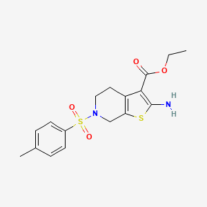 molecular formula C17H20N2O4S2 B2753918 Ethyl 2-amino-6-[(4-methylphenyl)sulfonyl]-4,5,6,7-tetrahydrothieno[2,3-c]pyridine-3-carboxylate CAS No. 474122-70-8