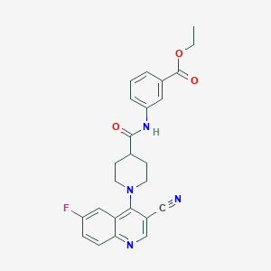 molecular formula C25H23FN4O3 B2753964 ethyl 3-[1-(3-cyano-6-fluoroquinolin-4-yl)piperidine-4-amido]benzoate CAS No. 1207016-46-3