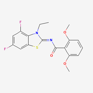 molecular formula C18H16F2N2O3S B2754005 N-[(2Z)-3-ethyl-4,6-difluoro-2,3-dihydro-1,3-benzothiazol-2-ylidene]-2,6-dimethoxybenzamide CAS No. 868375-79-5