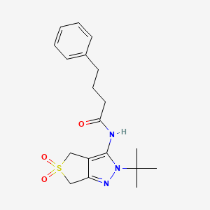 molecular formula C19H25N3O3S B2754010 N-{2-tert-butyl-5,5-dioxo-2H,4H,6H-5lambda6-thieno[3,4-c]pyrazol-3-yl}-4-phenylbutanamide CAS No. 893924-96-4