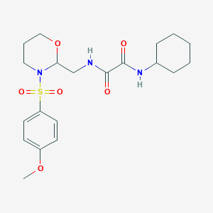 molecular formula C20H29N3O6S B2754019 N'-cyclohexyl-N-{[3-(4-methoxybenzenesulfonyl)-1,3-oxazinan-2-yl]methyl}ethanediamide CAS No. 872862-90-3