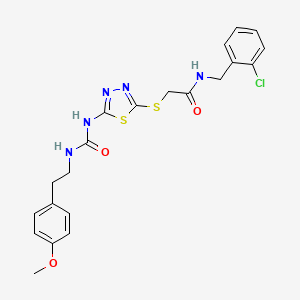 molecular formula C21H22ClN5O3S2 B2754116 N-(2-chlorobenzyl)-2-((5-(3-(4-methoxyphenethyl)ureido)-1,3,4-thiadiazol-2-yl)thio)acetamide CAS No. 1325733-44-5