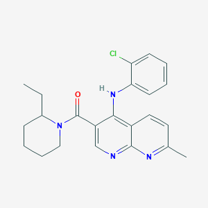 molecular formula C23H25ClN4O B2754122 N-(2-chlorophenyl)-3-(2-ethylpiperidine-1-carbonyl)-7-methyl-1,8-naphthyridin-4-amine CAS No. 1251610-11-3