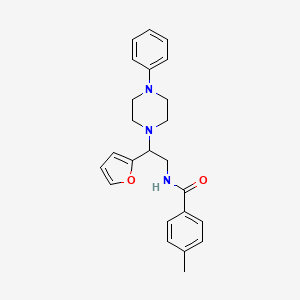 molecular formula C24H27N3O2 B2754135 N-[2-(furan-2-yl)-2-(4-phenylpiperazin-1-yl)ethyl]-4-methylbenzamide CAS No. 877632-00-3