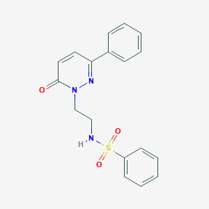molecular formula C18H17N3O3S B2754139 N-(2-(6-oxo-3-phenylpyridazin-1(6H)-yl)ethyl)benzenesulfonamide CAS No. 921806-11-3