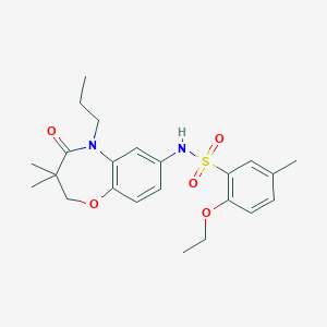 molecular formula C23H30N2O5S B2754184 N-(3,3-dimethyl-4-oxo-5-propyl-2,3,4,5-tetrahydrobenzo[b][1,4]oxazepin-7-yl)-2-ethoxy-5-methylbenzenesulfonamide CAS No. 921914-88-7