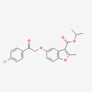 molecular formula C21H19ClO5 B2754236 Propan-2-yl 5-[2-(4-chlorophenyl)-2-oxoethoxy]-2-methyl-1-benzofuran-3-carboxylate CAS No. 308297-35-0