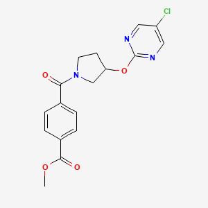 molecular formula C17H16ClN3O4 B2754266 Methyl 4-(3-((5-chloropyrimidin-2-yl)oxy)pyrrolidine-1-carbonyl)benzoate CAS No. 2034575-16-9
