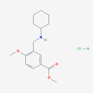 molecular formula C16H24ClNO3 B2754287 Methyl 3-[(cyclohexylamino)methyl]-4-methoxybenzoate hydrochloride CAS No. 1431963-50-6